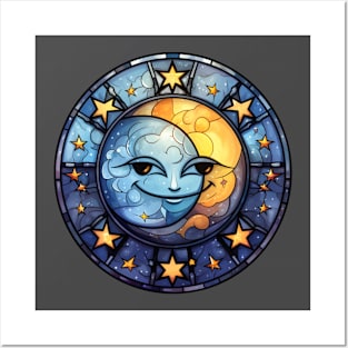 Sun & Moon Stained Glass Posters and Art